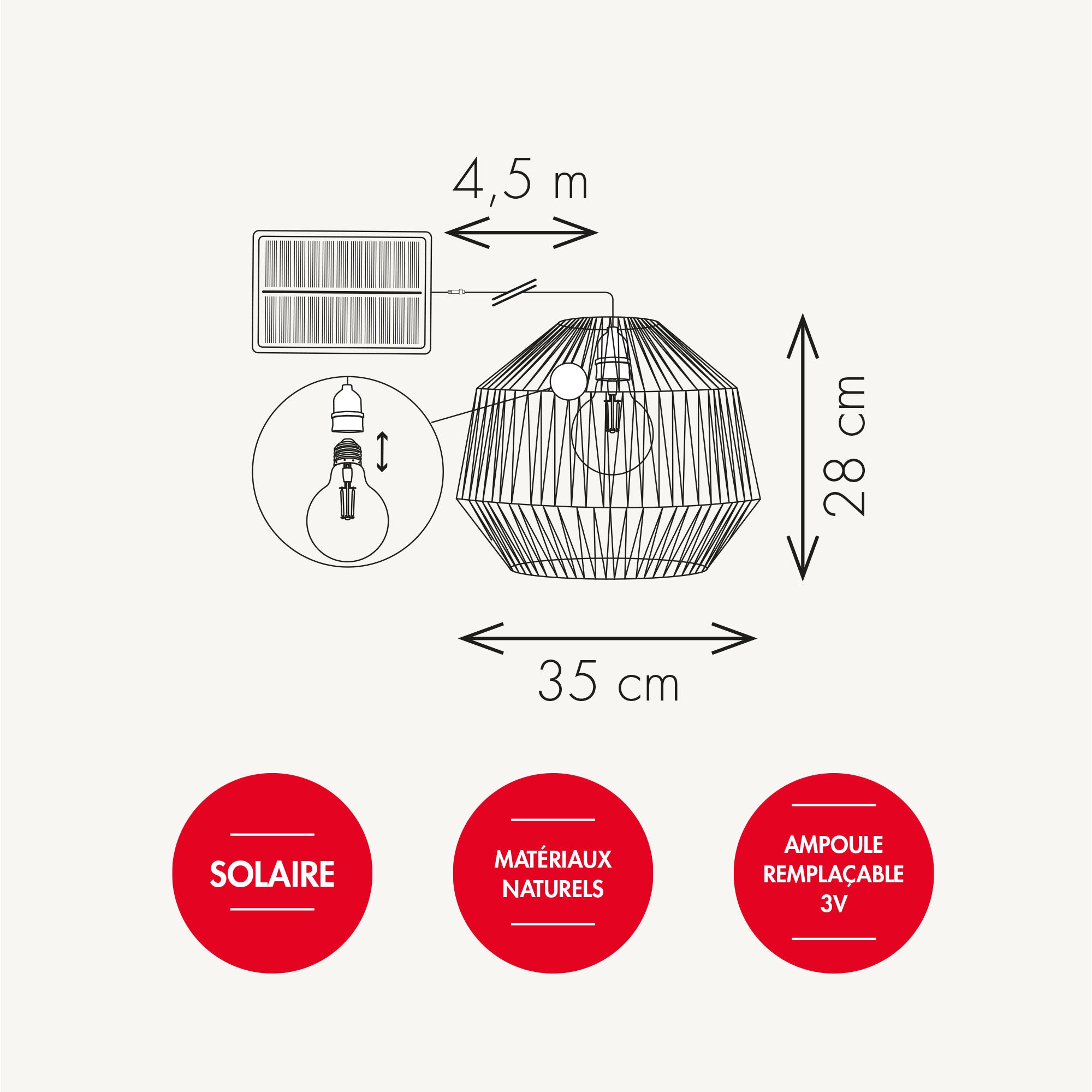 Suspension lustre solaire Mazari